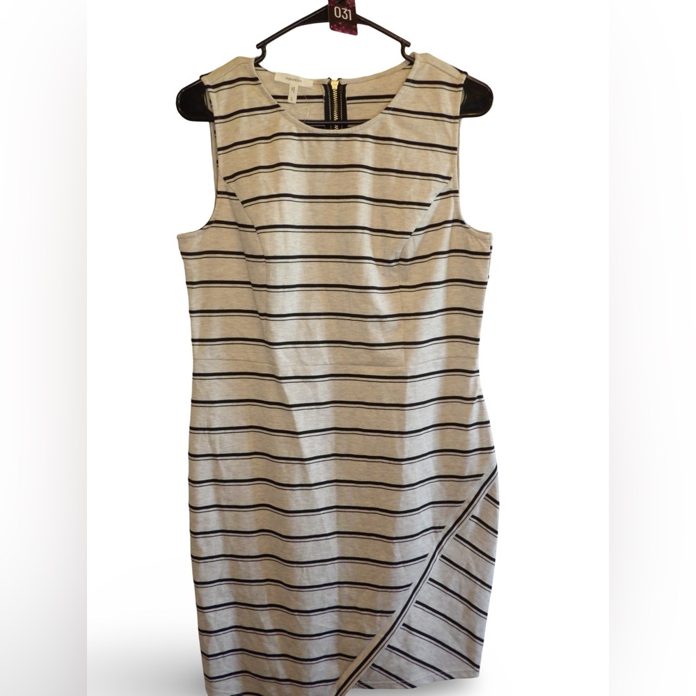 Maurices Grey & Black Striped Sleeveless Midi Dress